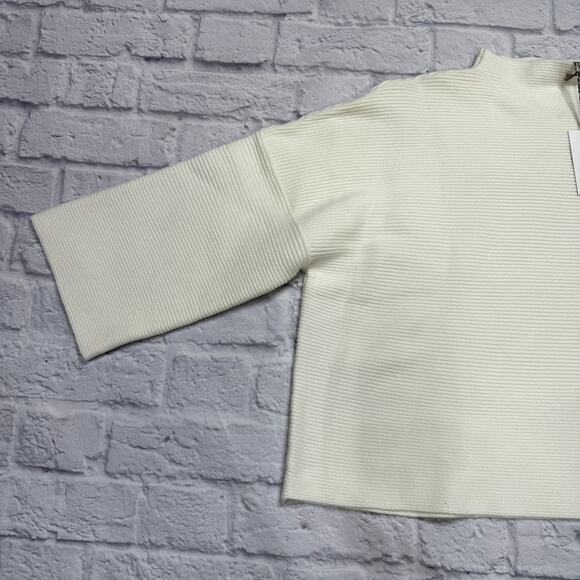 Ellison Womens Off White Mock Neck 3/4 Sleeve Sweater Top Size L New Ivory Boxy - Picture 2 of 5